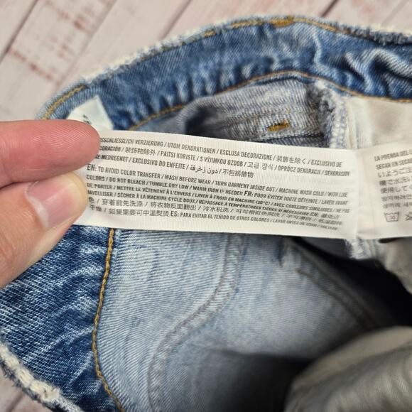 Abercrombie & Fitch 90's Straight High Rise Jeans Sz 24 Busted Knee Grunge Denim - Picture 11 of 15